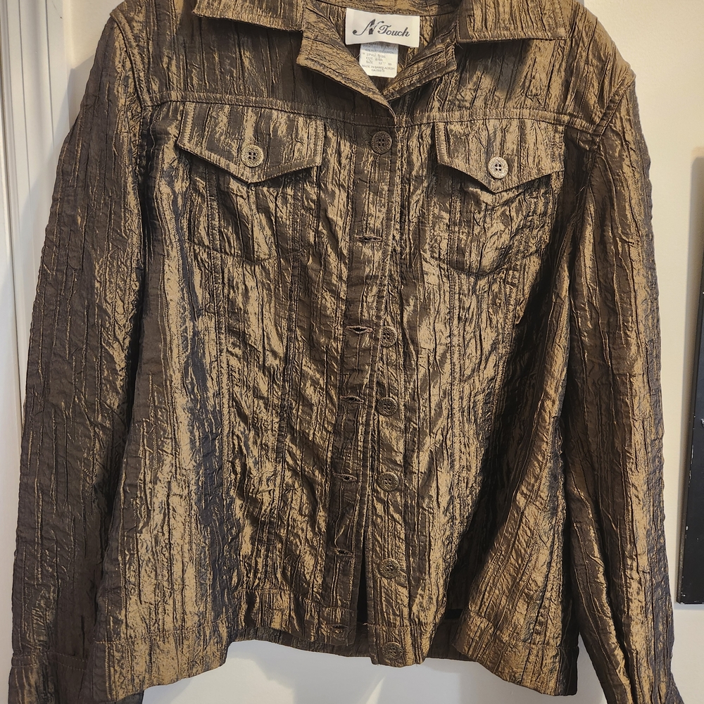 Women's Brown Textured Jean Jacket